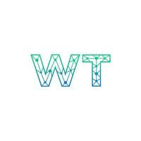astratto lettera wt logo design con linea punto connessione per tecnologia e digitale attività commerciale azienda. vettore