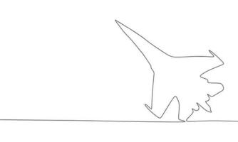 astratto combattente aereo nel continuo linea arte disegno stile. minimalista nero lineare schizzo isolato su bianca sfondo. vettore illustrazione