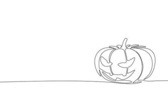 continuo uno linea disegno Jack o lanterna. vettore illustrazione Halloween concetto linea arte, schema silhouette.