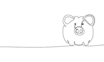 continuo linea disegno di maiale i soldi scatola. vettore illustrazione come linea arte schema sfondo per minimo manifesto, modello, bandiera