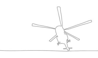 continuo uno linea disegno elicottero. vettore illustrazione aria guerra trasporto bandiera concetto linea arte, schema silhouette.
