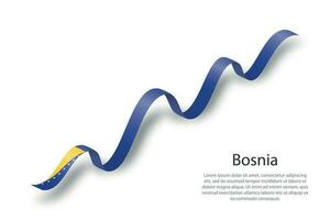 sventolando il nastro o lo striscione con la bandiera della bosnia vettore