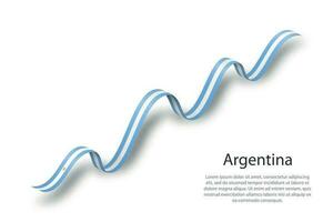 sventolando il nastro o lo striscione con la bandiera dell'argentina vettore