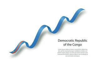 agitando nastro o bandiera con bandiera di dr congo vettore