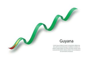 sventolando il nastro o lo striscione con la bandiera della Guyana vettore