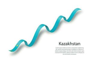 agitando nastro o bandiera con bandiera di Kazakistan vettore