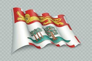 3d realistico agitando bandiera di Principe edward isola è un' stato di Canada vettore