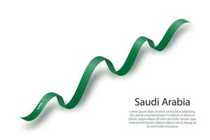 sventolando il nastro o lo striscione con la bandiera dell'arabia saudita vettore