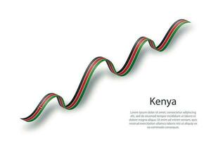 agitando nastro o bandiera con bandiera di Kenia vettore