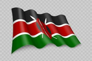 3d realistico agitando bandiera di Kenia vettore
