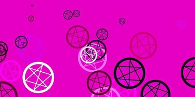 sfondo vettoriale rosa viola chiaro con simboli misteriosi