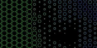 sfondo vettoriale verde blu scuro con illustrazione di bolle con set di brillanti sfere astratte colorate per annunci aziendali