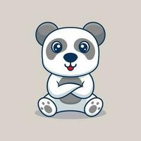 vettore panda seduta carino creativo kawaii cartone animato portafortuna logo