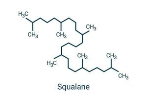 scheletrico formula di squalano molecola, saturato composto, derivato a partire dal squalene. Usato nel cosmetici come emolliente e idratante. vettore illustrazione.