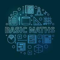 di base matematica concetto vettore magro linea circolare blu striscione. matematica illustrazione