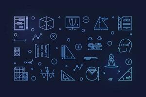 matematica formazione scolastica vettore linea orizzontale blu striscione. matematica concetto schema illustrazione