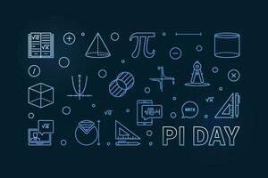 pi giorno matematico costante concetto vettore schema orizzontale blu bandiera - matematica illustrazione