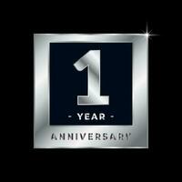 primo anno anniversario celebrazione lusso nero e argento logo emblema isolato vettore