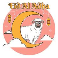 eid al adha, mezzaluna Luna e pecora vettore