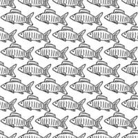 senza soluzione di continuità pesce modello. disegnato pesce sfondo. frutti di mare illustrazione vettore