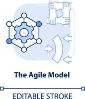 agile modello leggero blu concetto icona. tecnologia e rete. fornitura catena genere astratto idea magro linea illustrazione. isolato schema disegno. modificabile ictus vettore