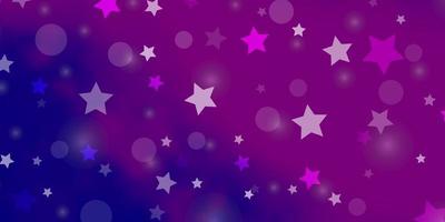 sfondo vettoriale rosa chiaro blu con cerchi illustrazione di stelle con set di sfere colorate astratte motivo a stelle per la progettazione di sfondi in tessuto