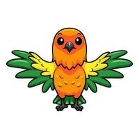 carino sole conure pappagallo cartone animato volante vettore