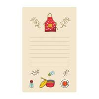 ricetta carta. ricettario modello con cucina utensili. vettore illustrazione