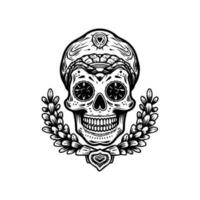 Inserisci un' grassetto toccare per il tuo abbigliamento con Questo tagliente messicano cranio emblema logo design vettore