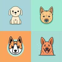 cane collezione impostato carino cartone animato cucciolo animali animali domestici illustrazione vettore