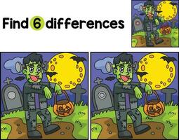 zombie nel cimitero Halloween trova il differenze vettore