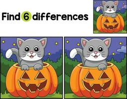 zucca gatto Halloween trova il differenze vettore