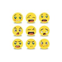 impostato di nove emoticon vettore illustrazione