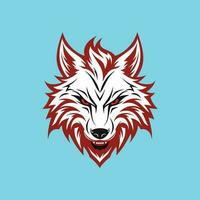 lupo testa arrabbiato viso logo con rosso colore vettore