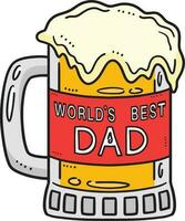 mondi migliore papà birra boccale cartone animato colorato clipart vettore