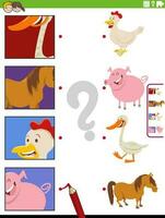 incontro cartone animato azienda agricola animali e ritagli educativo compito vettore