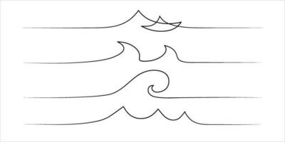 disegnato a mano impostato di onda Linee. astratto onda disegnato con un' continuo nero linea. vettore illustrazione su bianca sfondo. per disegno, sociale media, Stampa, sfondo, logo.