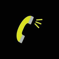 Telefono logo simbolo giallo, isolato su nero sfondo vettore