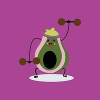 vettore illustrazione di avocado frutta fare fitness, con corpo Salute concetto