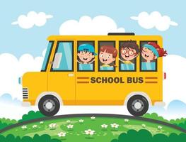 bambini felici e scuolabus vettore