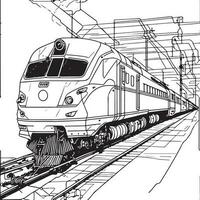 vettore linea arte treno nel movimento. treno linea disegno clip arte.