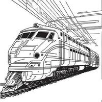 vettore linea arte treno nel movimento. treno linea disegno clip arte.