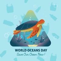 concetto di servizio di annuncio pubblico della giornata mondiale degli oceani vettore