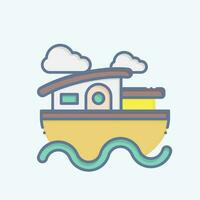 icona Casa barca. relazionato per alloggi simbolo. scarabocchio stile. semplice design modificabile. semplice illustrazione vettore