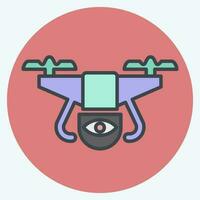 icona sorveglianza drone. relazionato per fuco simbolo. colore compagno stile. semplice design modificabile. semplice illustrazione vettore
