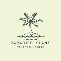 Paradiso isola logo linea arte vettore illustrazione modello design