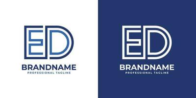 lettera ed linea monogramma logo, adatto per qualunque attività commerciale con ed o de iniziali. vettore