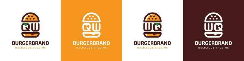 lettera qw e wq hamburger logo, adatto per qualunque attività commerciale relazionato per hamburger con qw o wq iniziali. vettore