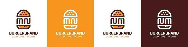 lettera mn e nm hamburger logo, adatto per qualunque attività commerciale relazionato per hamburger con mn o nm iniziali. vettore