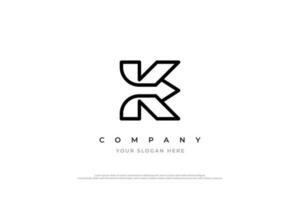 iniziale lettera K freccia logo design vettore